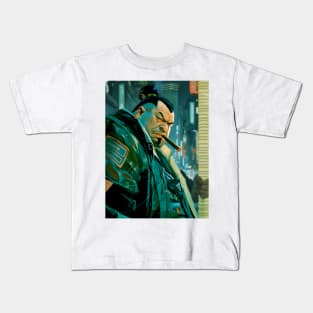 Puff Sumo 2: Smoking a Fat Cigar in a Dystopian City Scene Kids T-Shirt